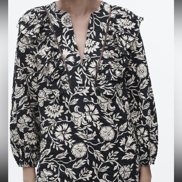 Zara- Ruffled print dress - Picture 3 of 8